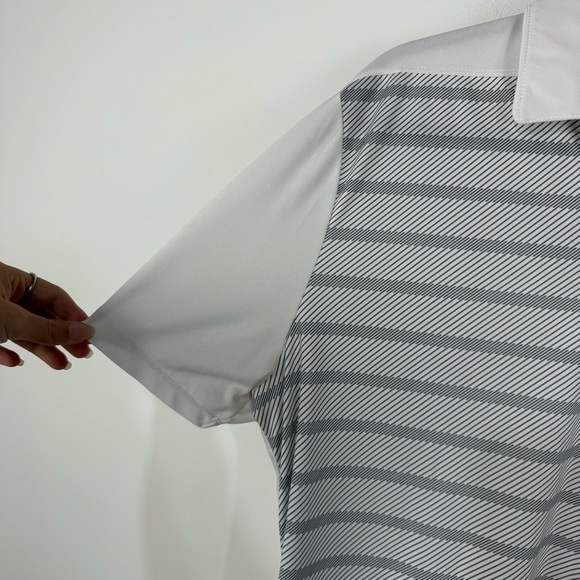 Nike white striped short sleeve golf performance polo top - Picture 3 of 4